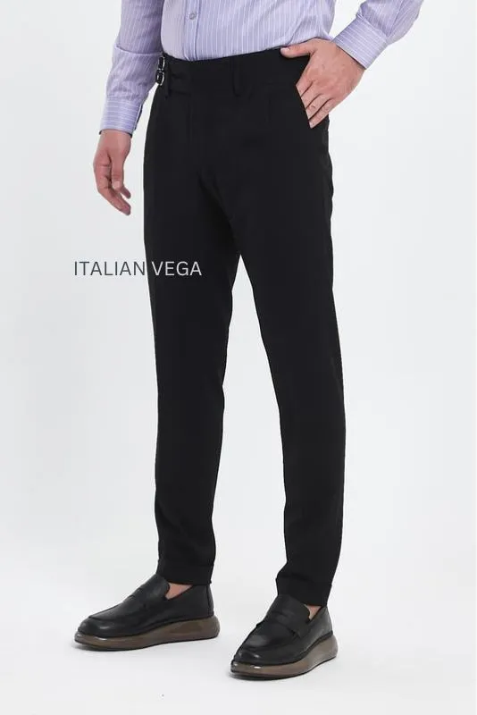 Black Double Buckle Formal Gurkha Pants by ITALIAN VEGA®