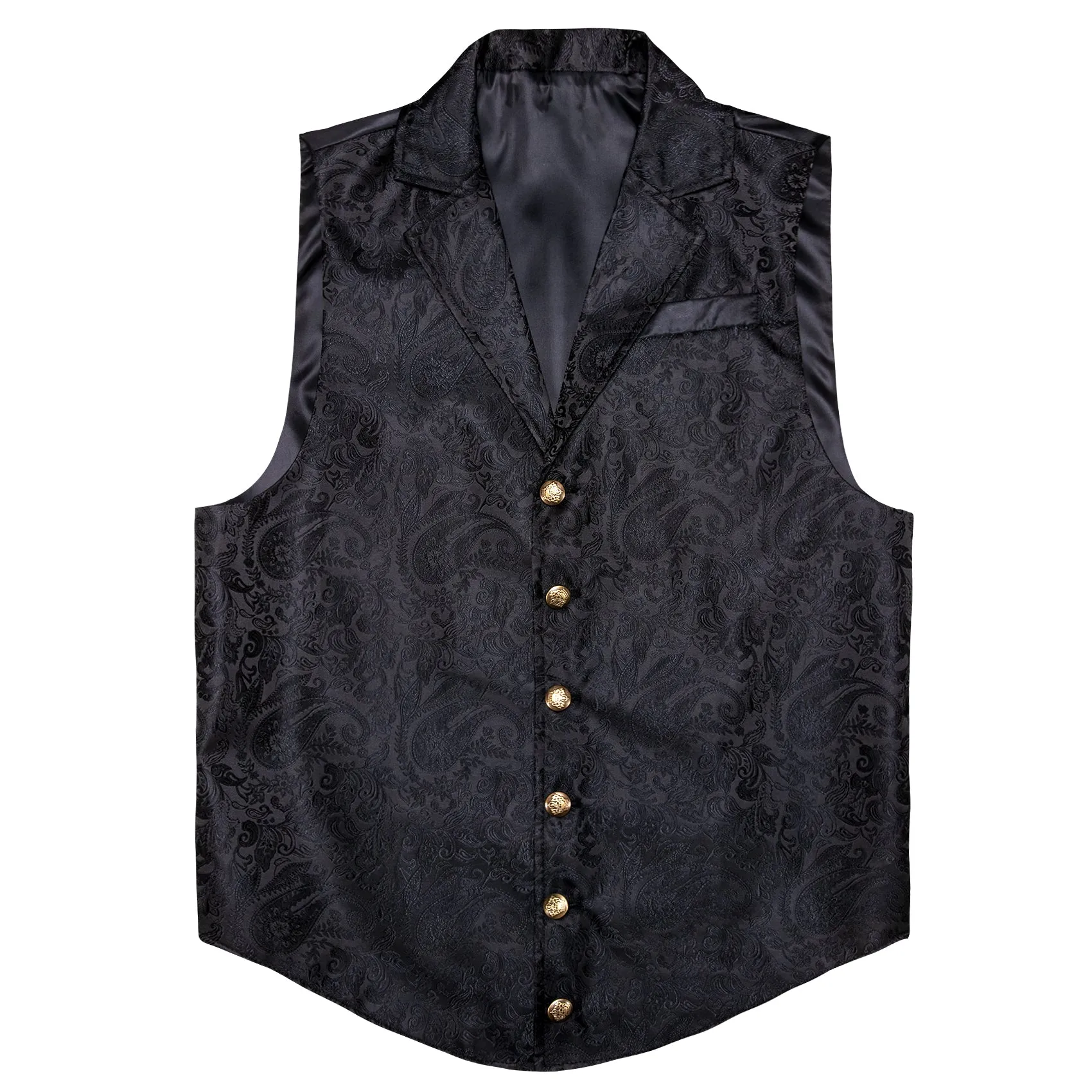 Black Floral Jacquard Men's Collar Suit Vest