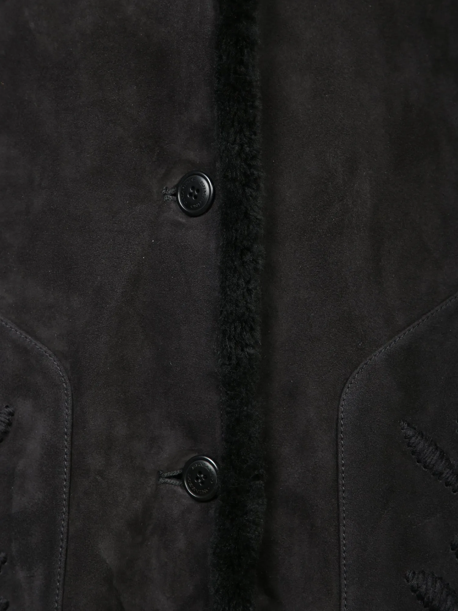 Black Shearling Embroidered Coat