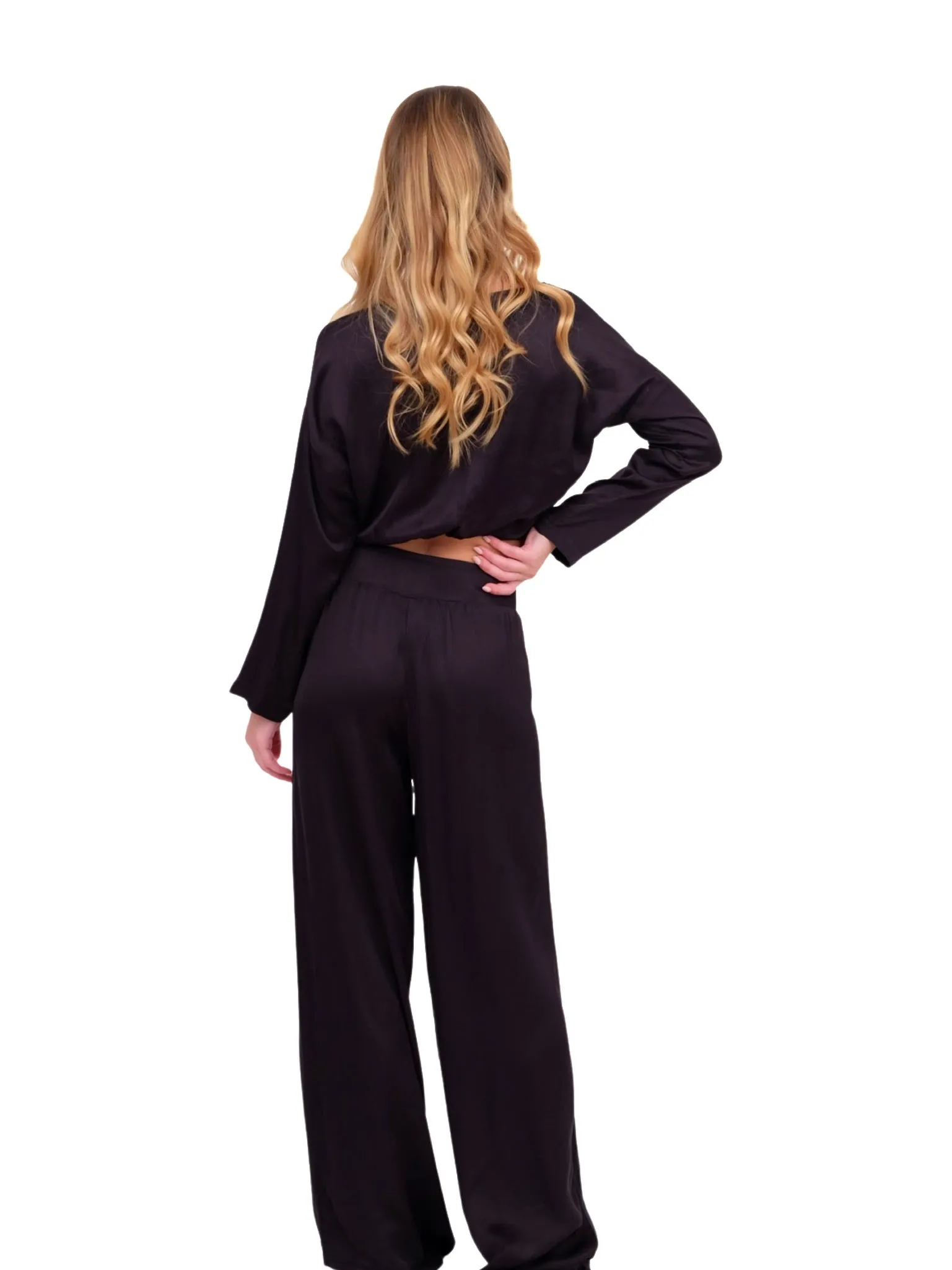 Black Silky Wide Leg Pant