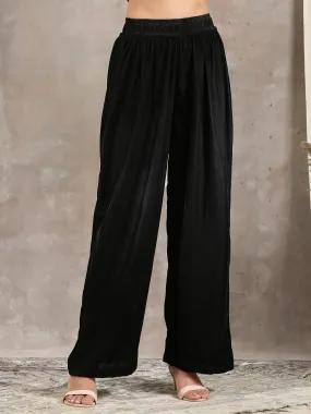 Black Velvet High Waist Pant