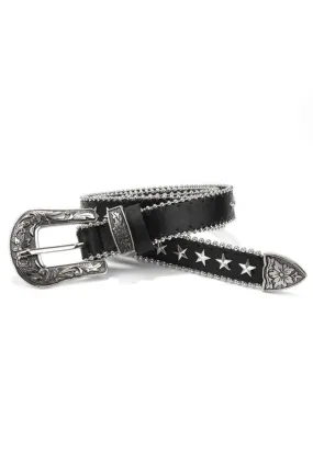 Black Western Belt with Star Rivets