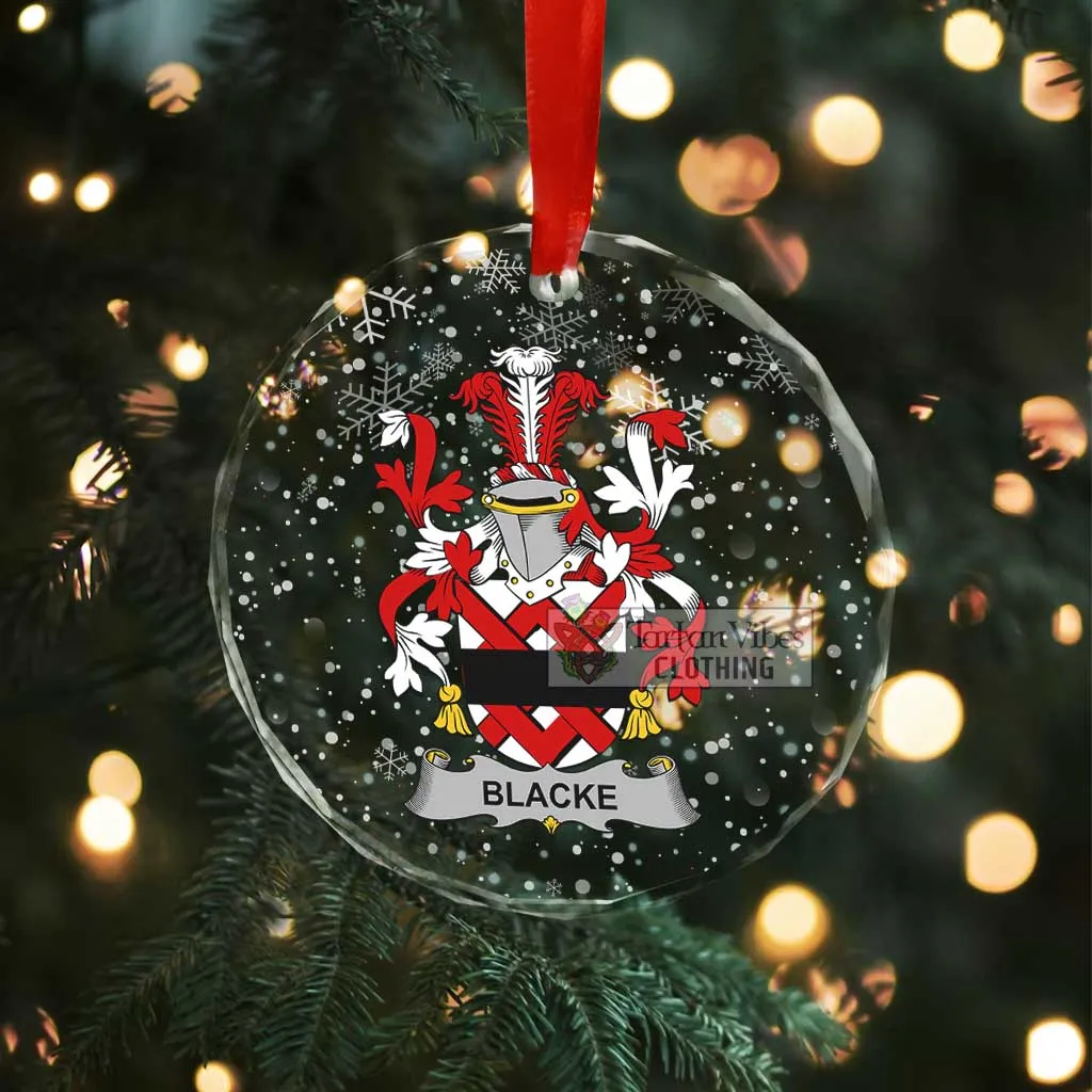 Blacke Irish Clan Christmas Glass Ornament with Coat of Arms