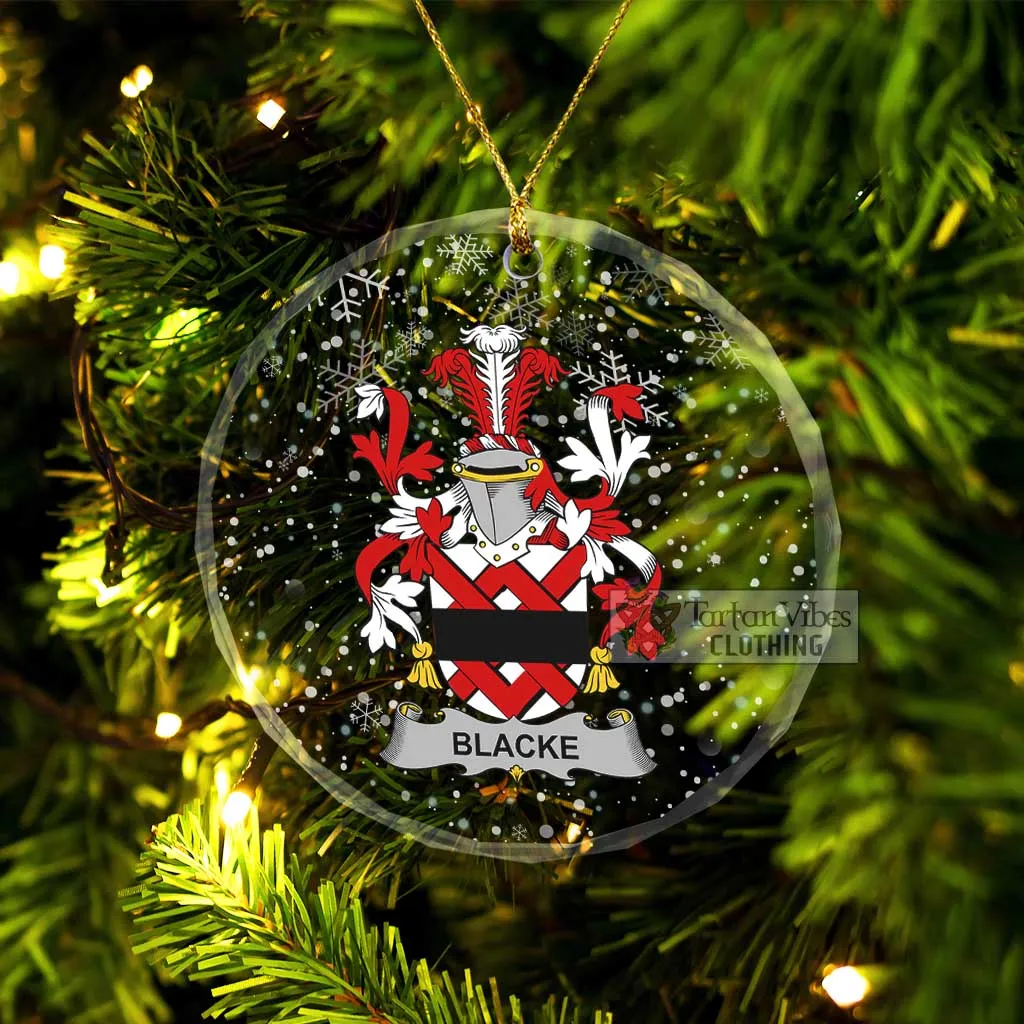 Blacke Irish Clan Christmas Glass Ornament with Coat of Arms