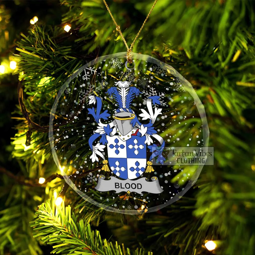 Blood Irish Clan Christmas Glass Ornament with Coat of Arms