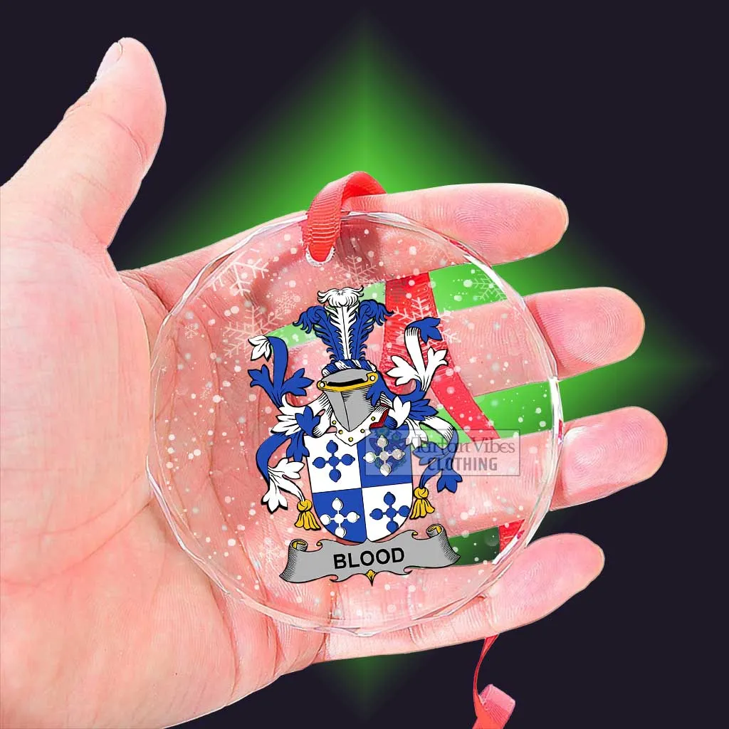 Blood Irish Clan Christmas Glass Ornament with Coat of Arms