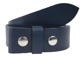 Blue 1.25 Inch (32mm) Buckleless Leather Belt Strap