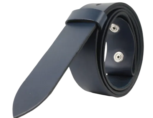 Blue 1.25 Inch (32mm) Buckleless Leather Belt Strap