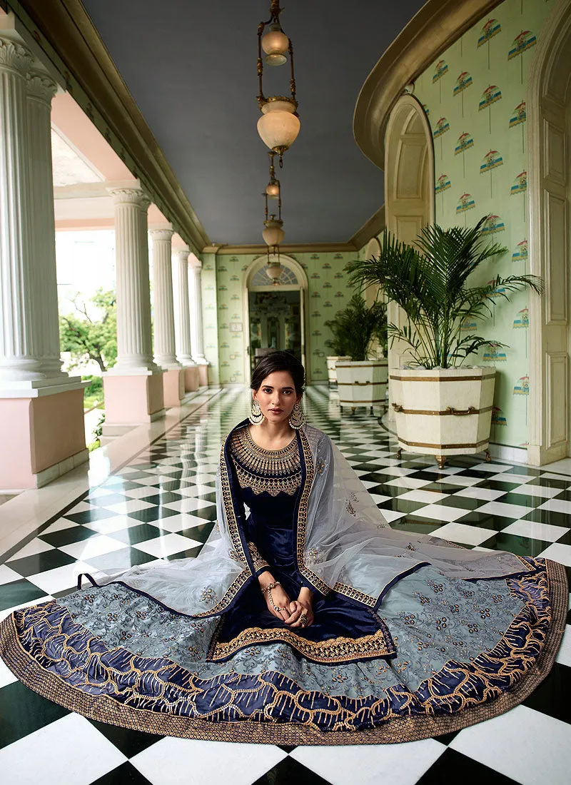 Blue Two Tone Traditional Sharara Suit