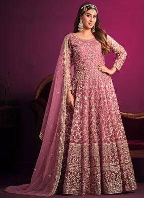 Blush Pink Embroidery Festive Anarkali Suit