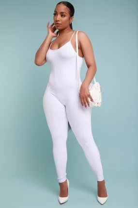 Body Heat Ribbed Seamless Jumpsuit - White