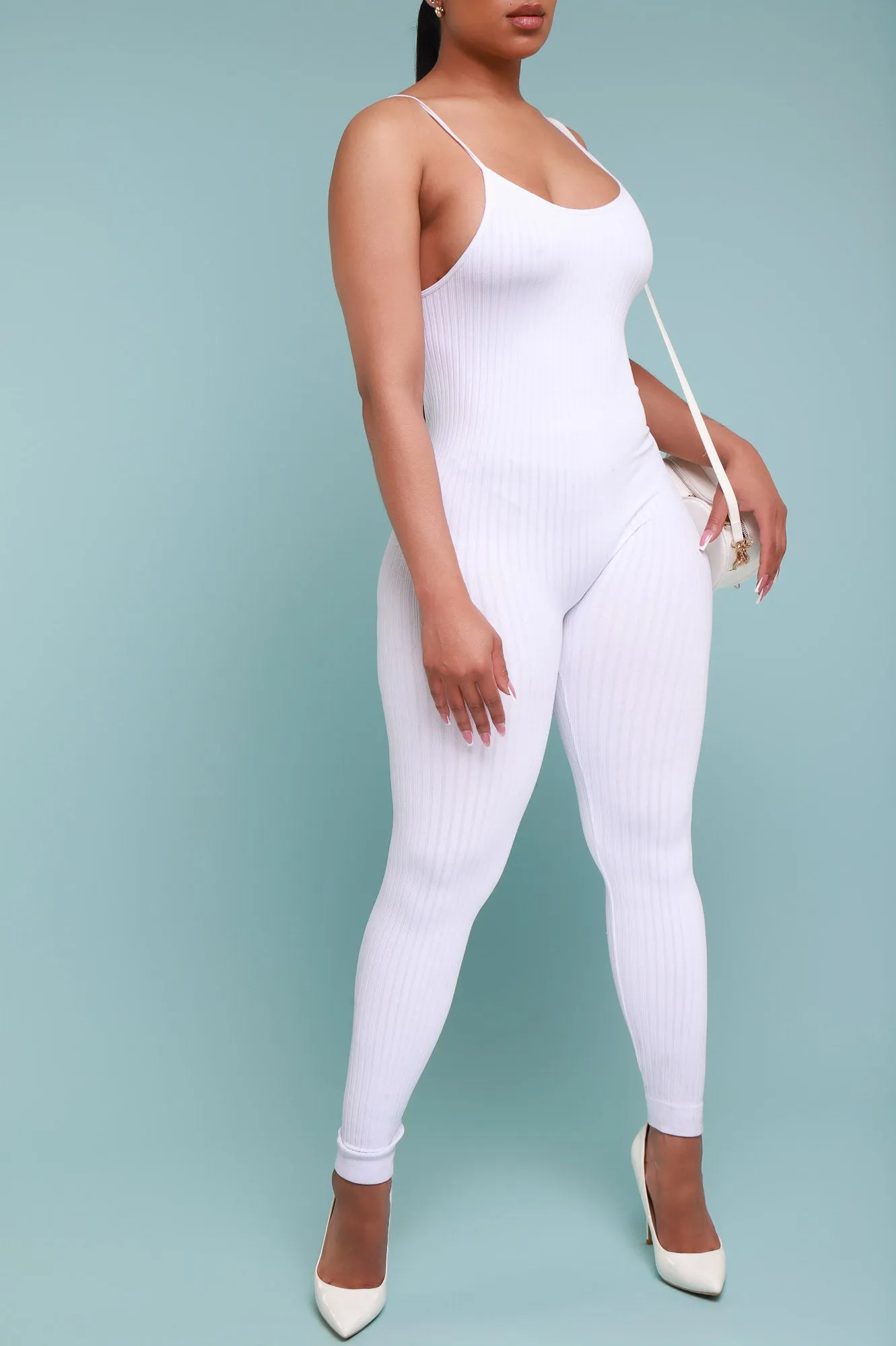 Body Heat Ribbed Seamless Jumpsuit - White