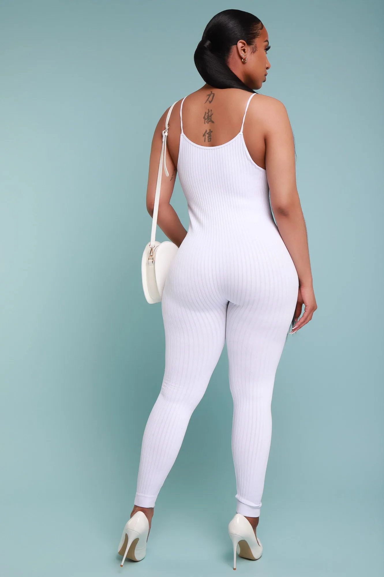 Body Heat Ribbed Seamless Jumpsuit - White