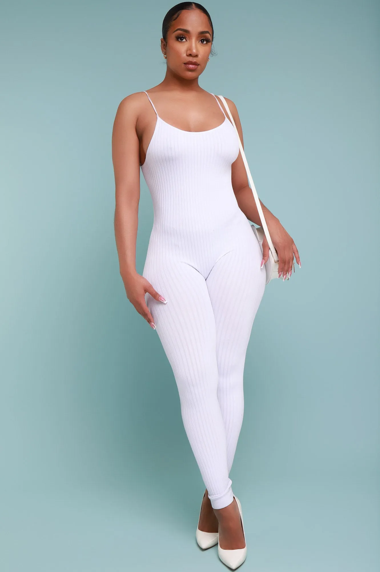 Body Heat Ribbed Seamless Jumpsuit - White