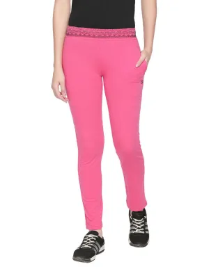 Bodyactive Women Printed Waist Band Trackpant-LL13-PINK