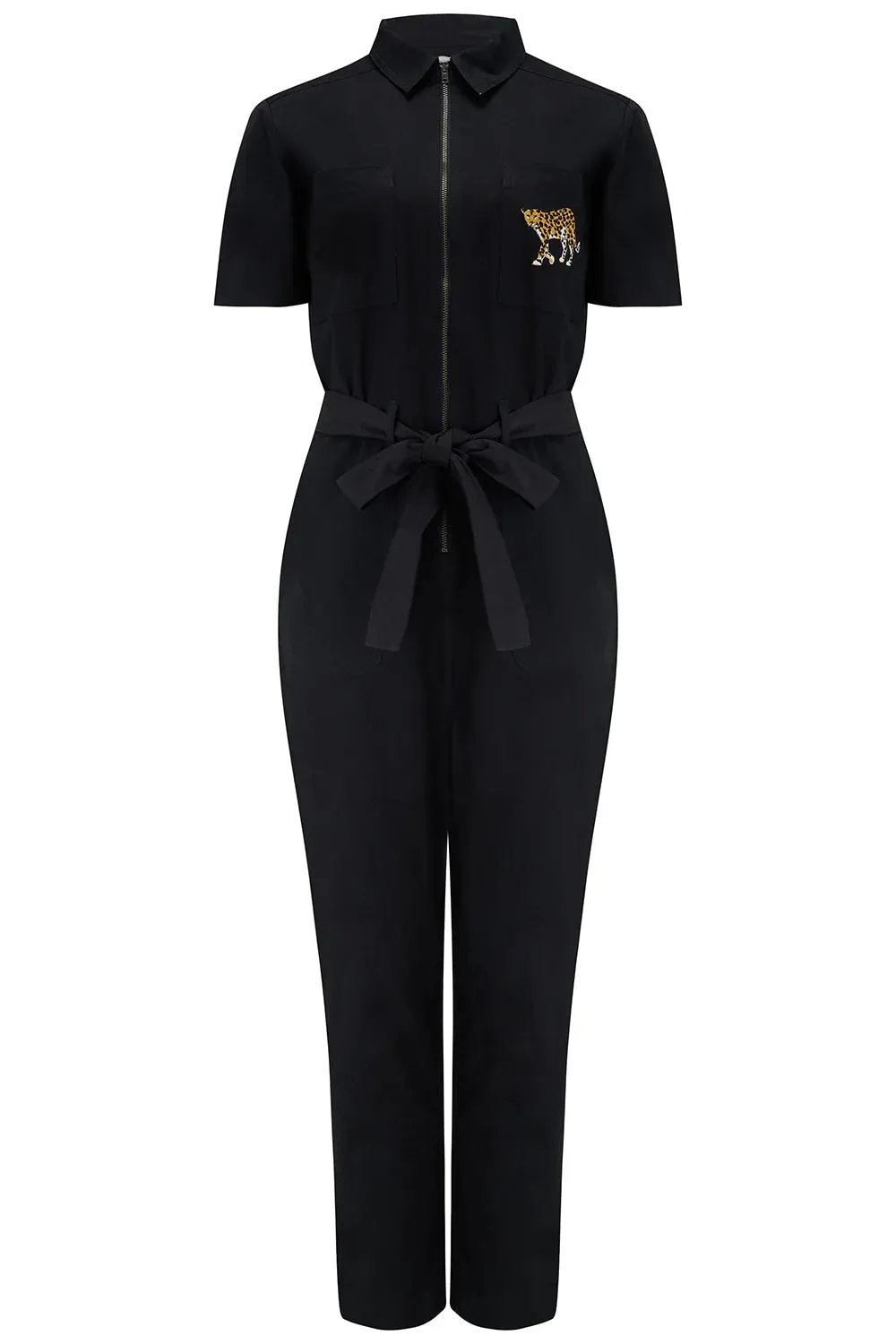 BONNIE BOILERSUIT - BLACK & LEOPARD