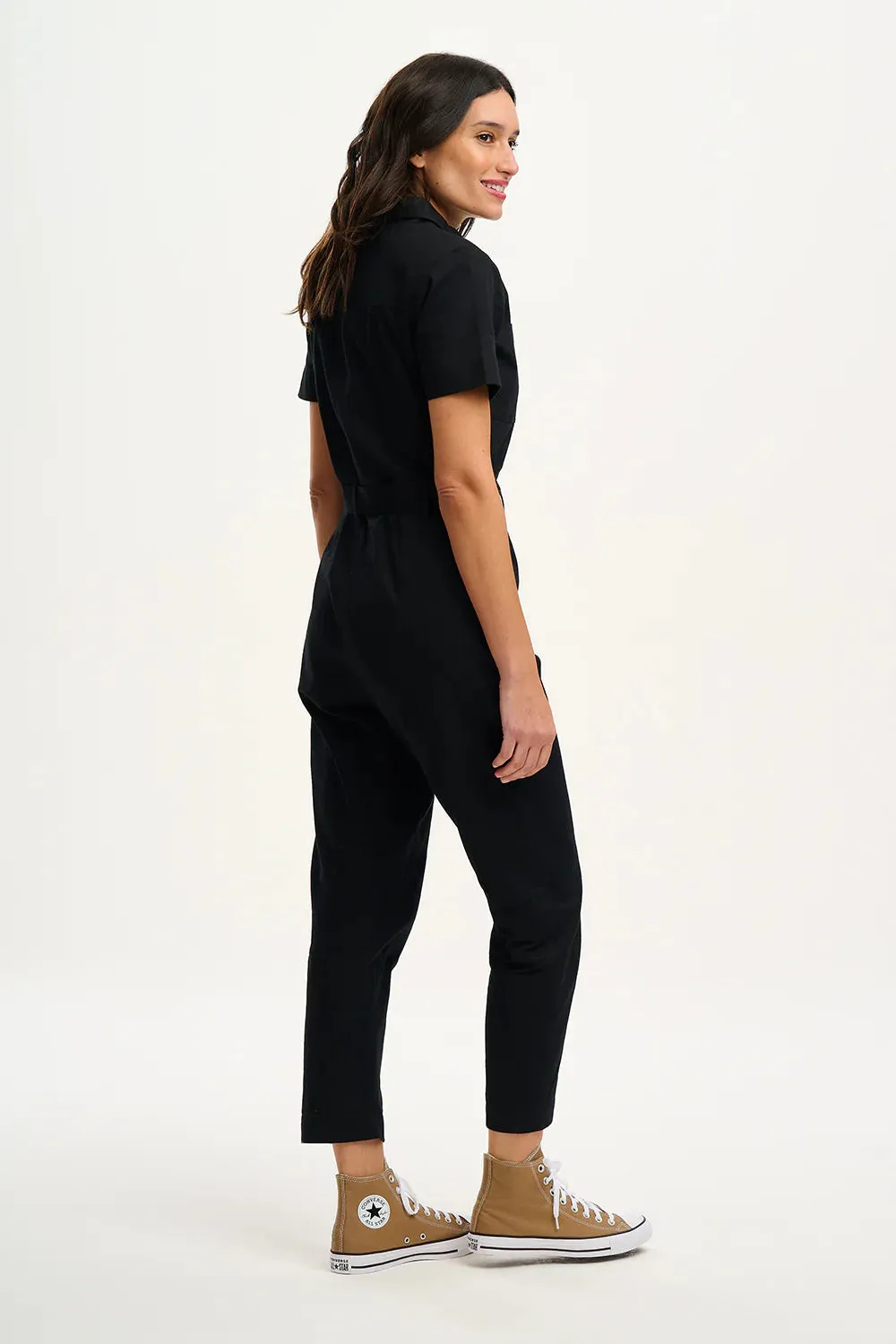 BONNIE BOILERSUIT - BLACK & LEOPARD