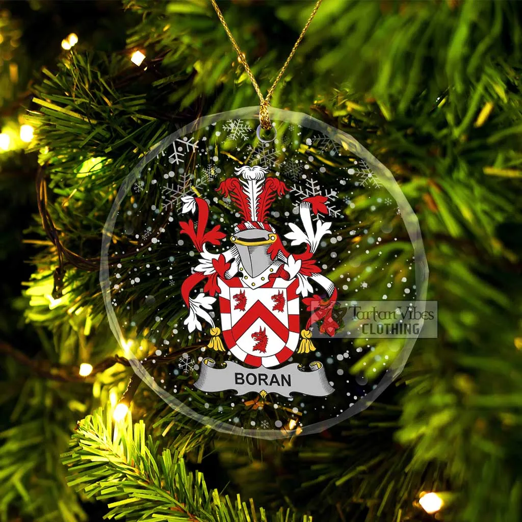 Boran Irish Clan Christmas Glass Ornament with Coat of Arms