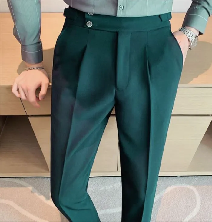 Bottle Green Signature Buttoned Formal Gurkha Pants by ITALIAN VEGA®