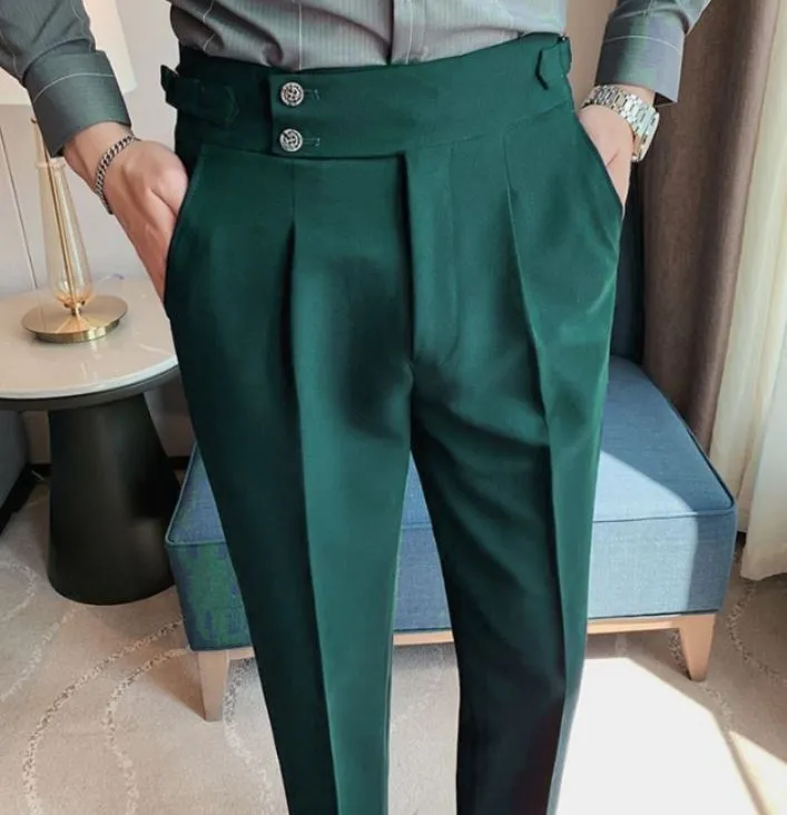 Bottle Green Signature Buttoned Formal Gurkha Pants by ITALIAN VEGA®