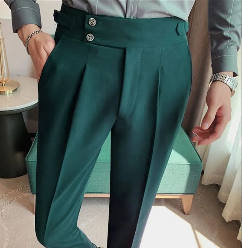 Bottle Green Signature Buttoned Formal Gurkha Pants by ITALIAN VEGA®