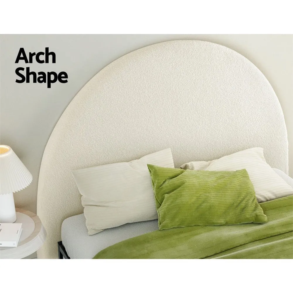 Bouclé Arched Queen Bed Head White