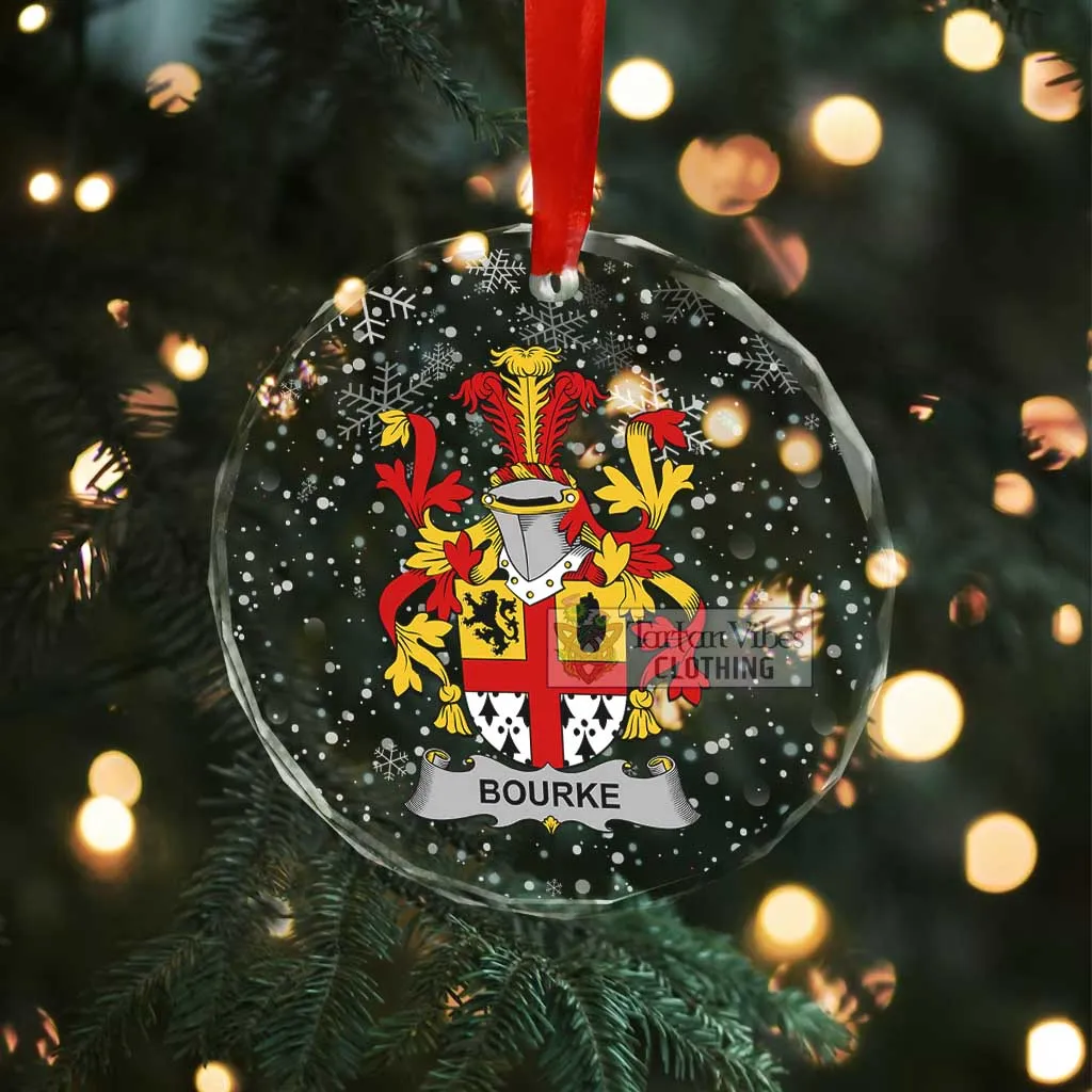 Bourke Irish Clan Christmas Glass Ornament with Coat of Arms