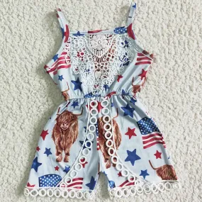 Boutique Baby Girls Jumpsuit Suspender Romper July 4th Toddler Girls Jumpsuit SR0053