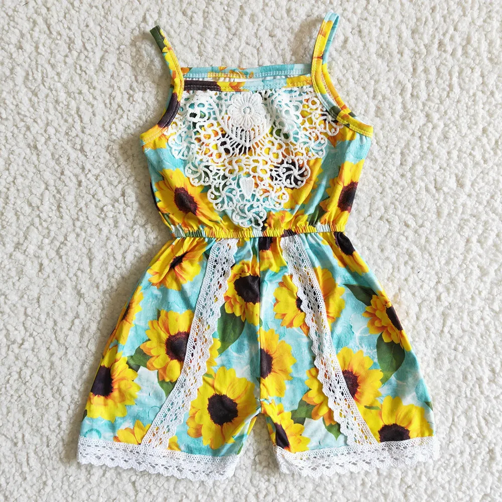 Boutique Infant Baby Girls Jumpsuit Sunflower Cute Baby Girls Jumpsuit Romper SR0001