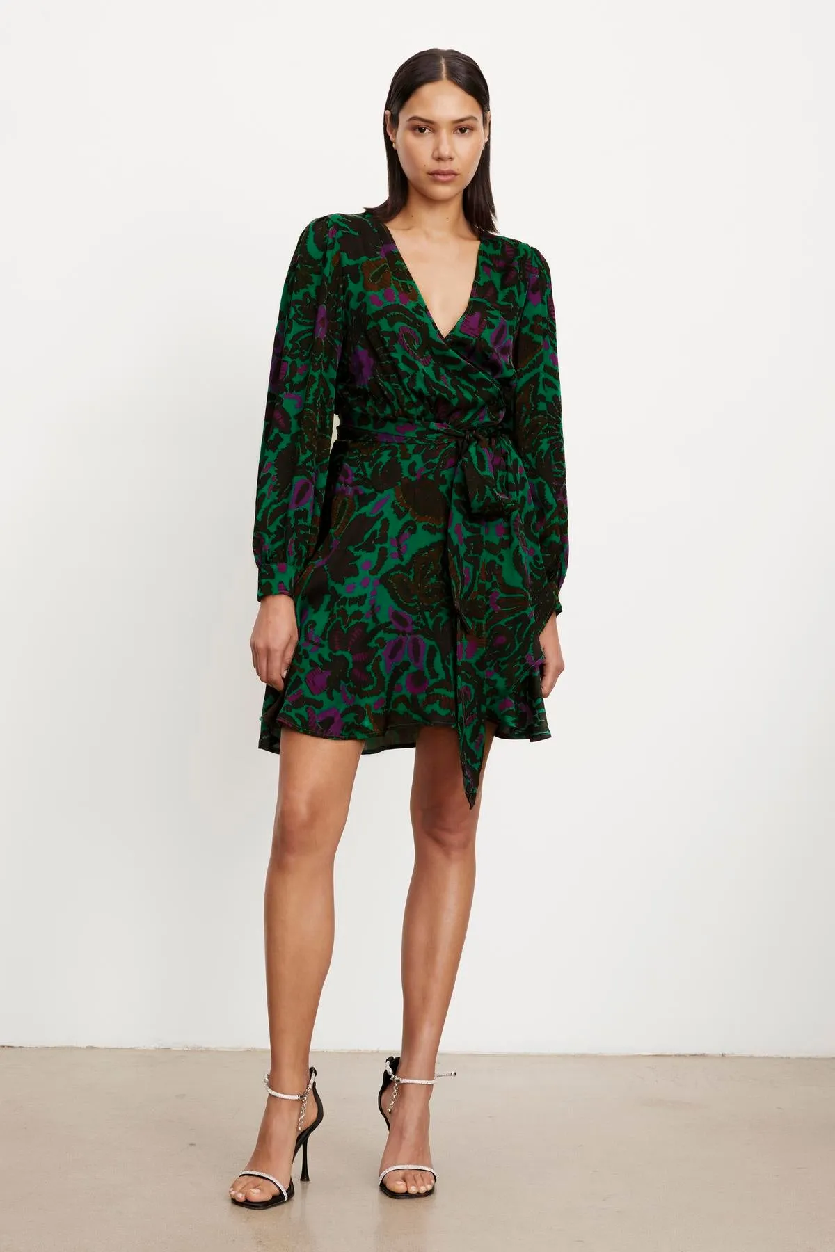 BRIDGET PRINTED SATIN WRAP DRESS