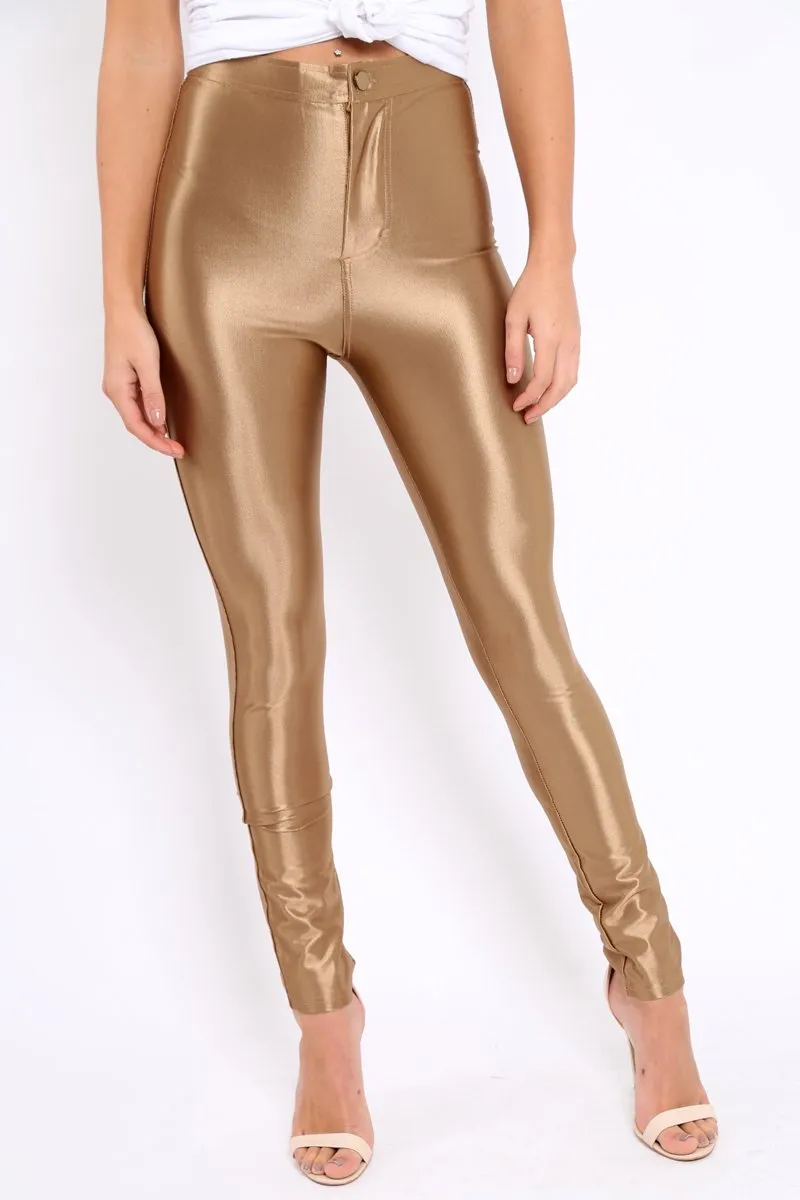 Bronze High Waisted Disco Pants - Deena