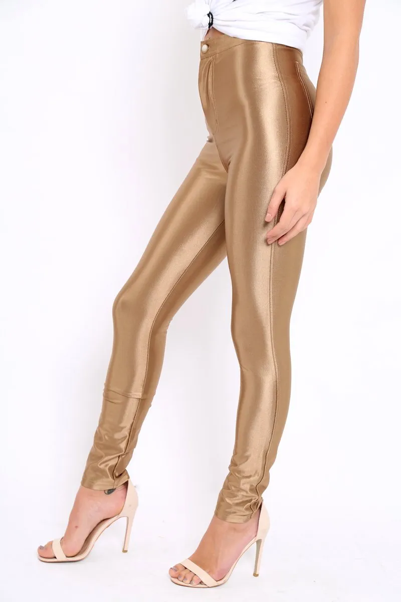 Bronze High Waisted Disco Pants - Deena