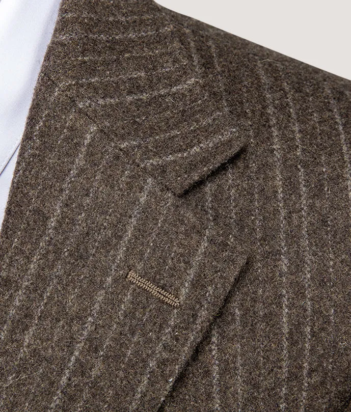 Brown Stripe Wool Blend Winter Suit