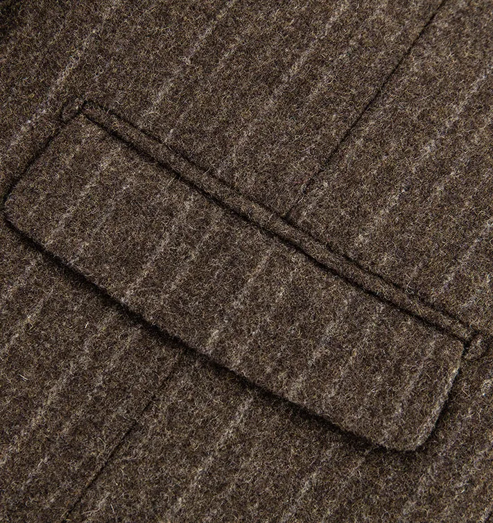 Brown Stripe Wool Blend Winter Suit