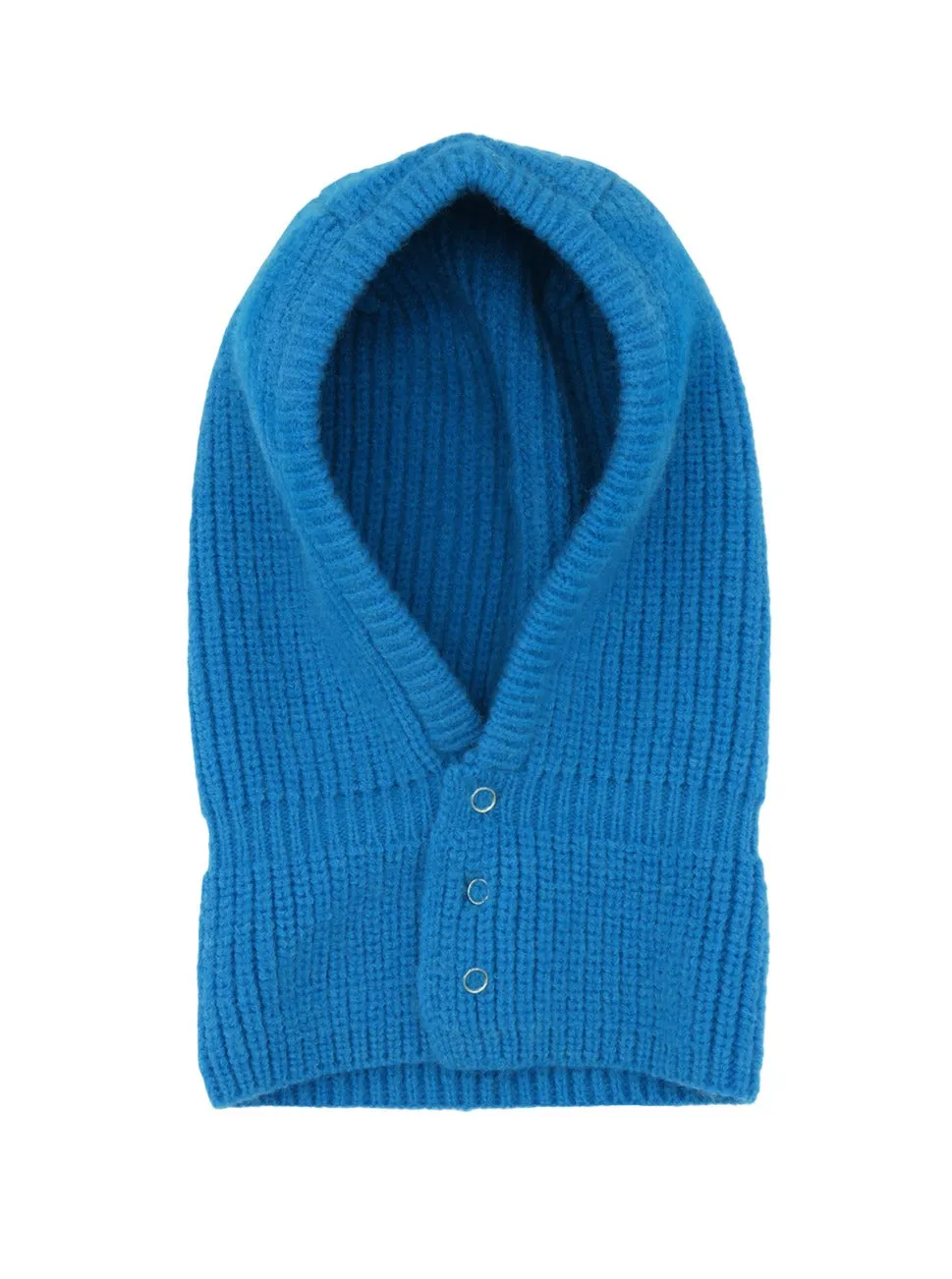 Button Up Knitted Hood Balaclava in Blue