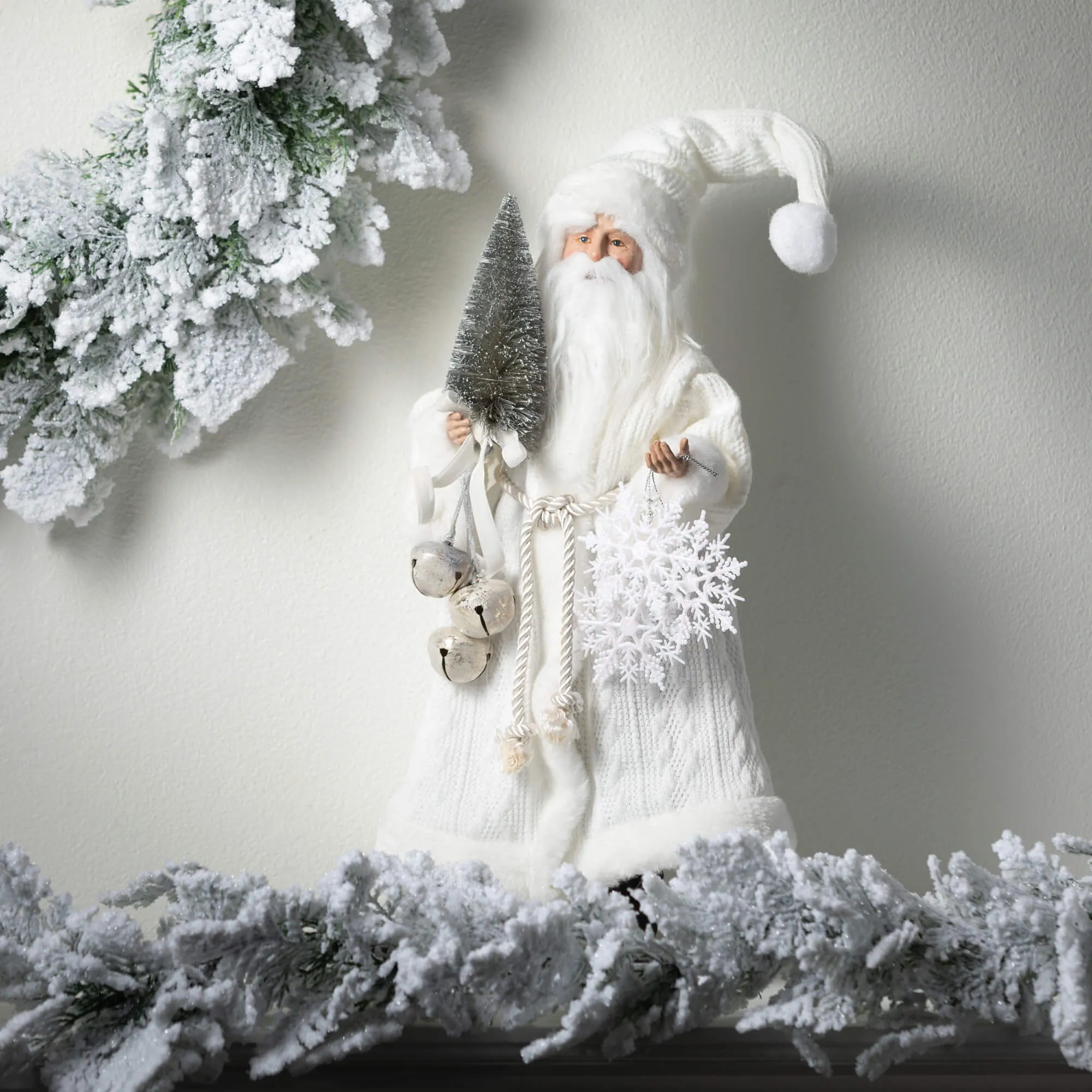 Cable Knit Coat Santa Figurine