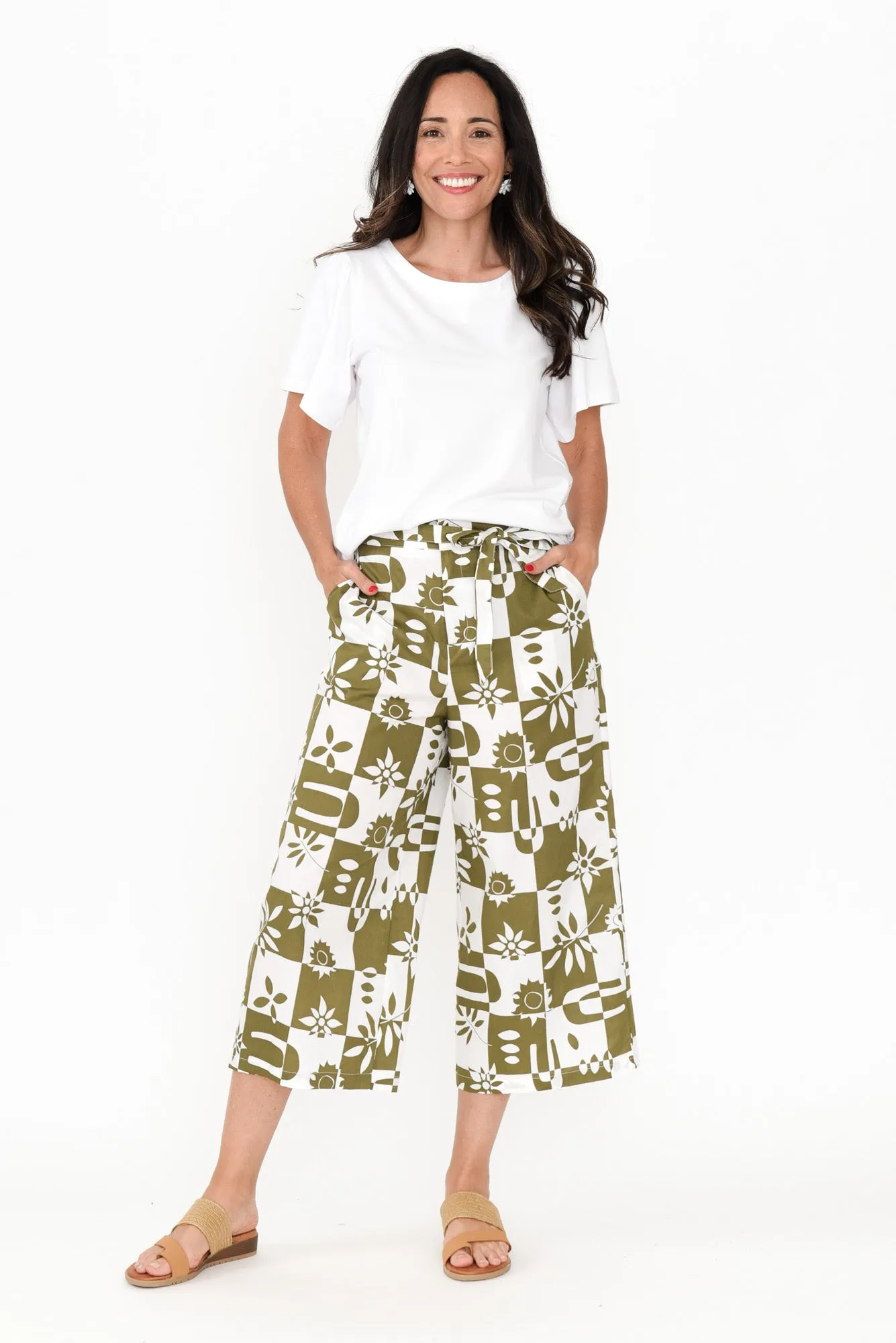 Cabo Khaki Tile Cotton Pants