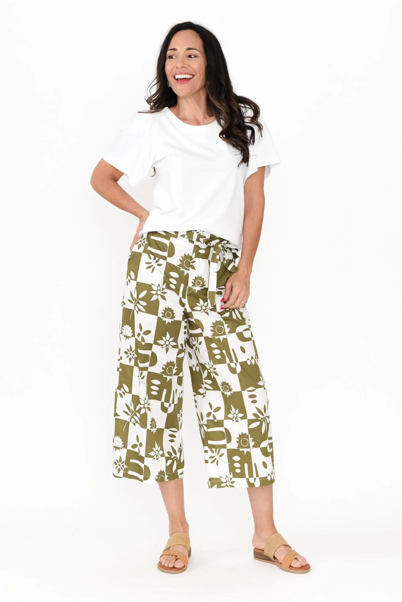 Cabo Khaki Tile Cotton Pants