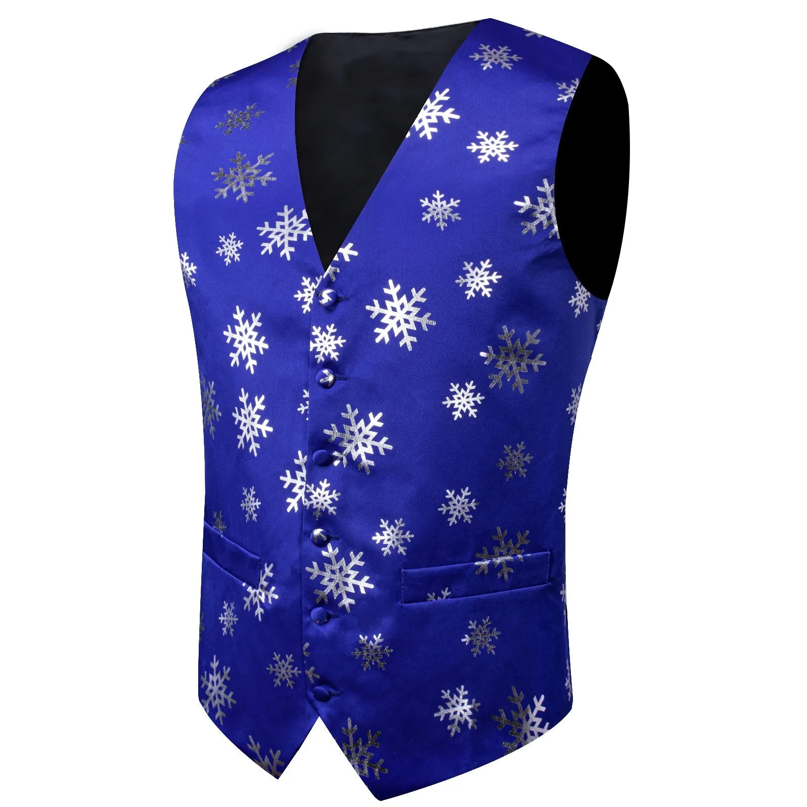 Christmas Blue Snowflake Novelty Splicing Jacquard Men's Vest