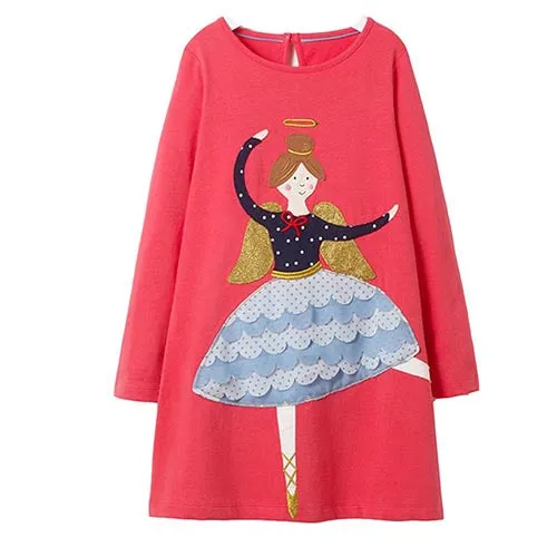 Christmas Dress Baby Girls Clothes Long Sleeve Girls Dresses Children Vestidos Character Pattern Princess Dress Kids Clothing