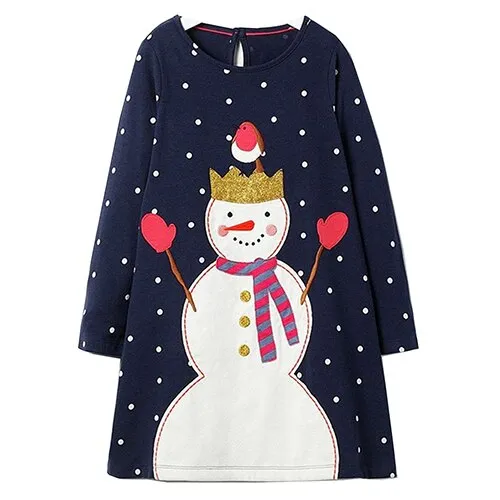 Christmas Dress Baby Girls Clothes Long Sleeve Girls Dresses Children Vestidos Character Pattern Princess Dress Kids Clothing