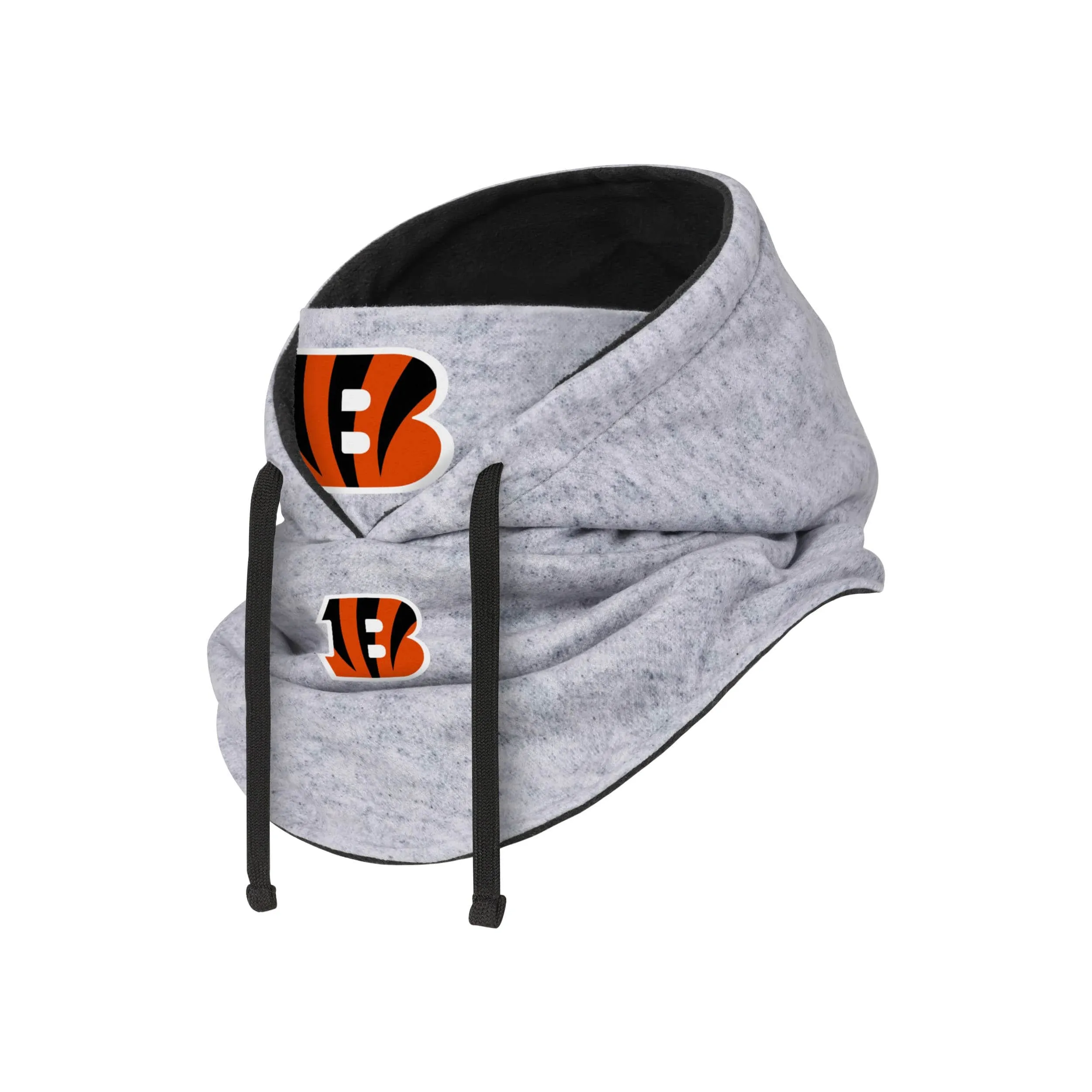 Cincinnati Bengals NFL Heather Gray Drawstring Hooded Gaiter Scarf