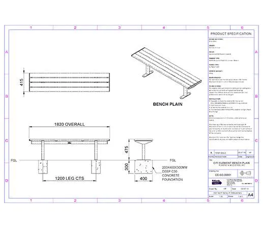 Citi Elements Powder Coated and Recycled Plastic Bench