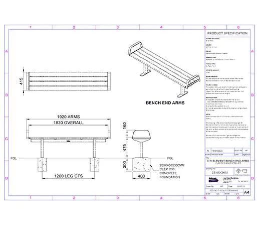 Citi Elements Powder Coated and Recycled Plastic Bench