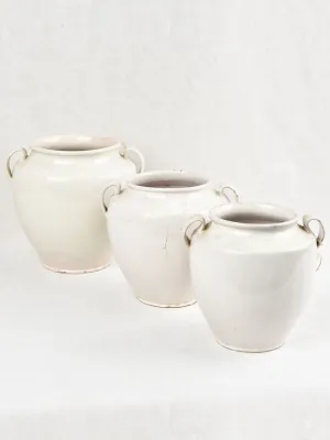 Collection of 3 antique preserving pots from Sete - white 9¾"