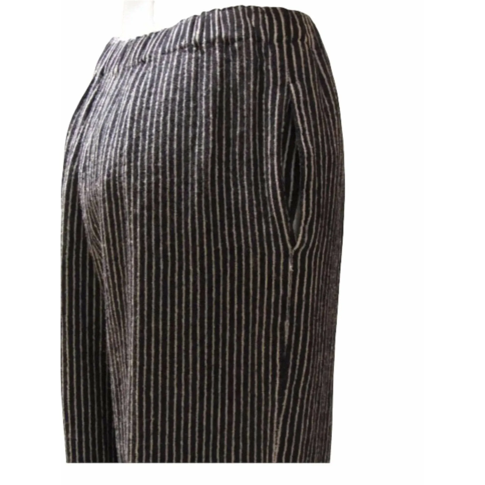 Comme des Garçons Navy Pinstriped Wide Leg Pants