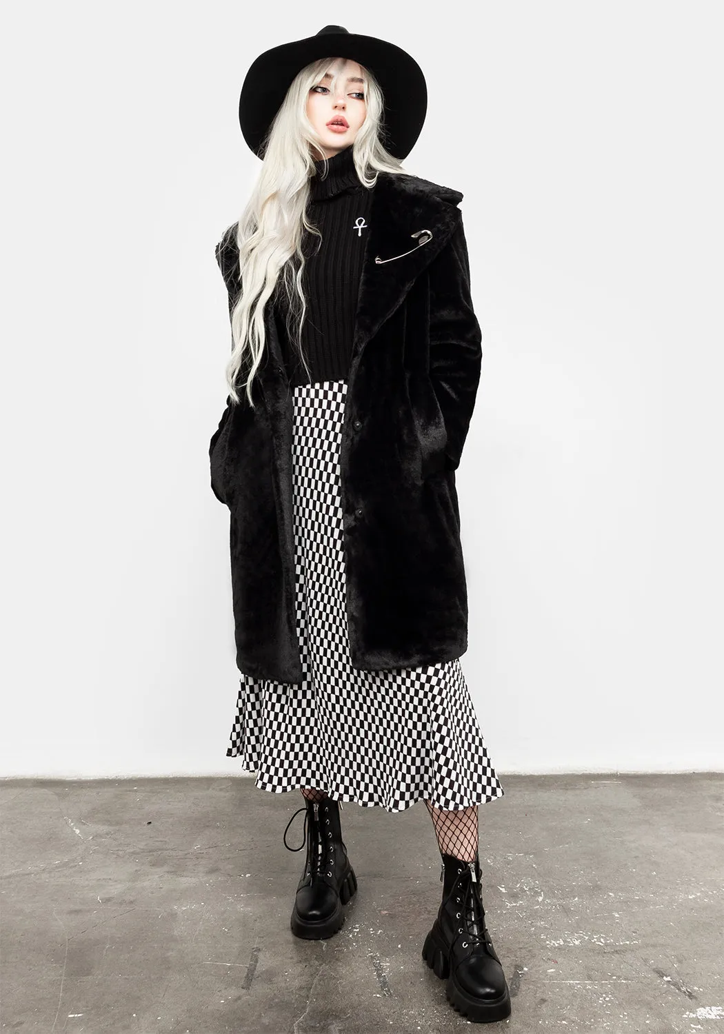 Creature Oversized Fur Coat - Black