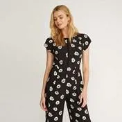 Crepe Flower Head Jumpsuit