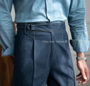 Dark Blue Denim Gurkha Trouser by Italian Vega®