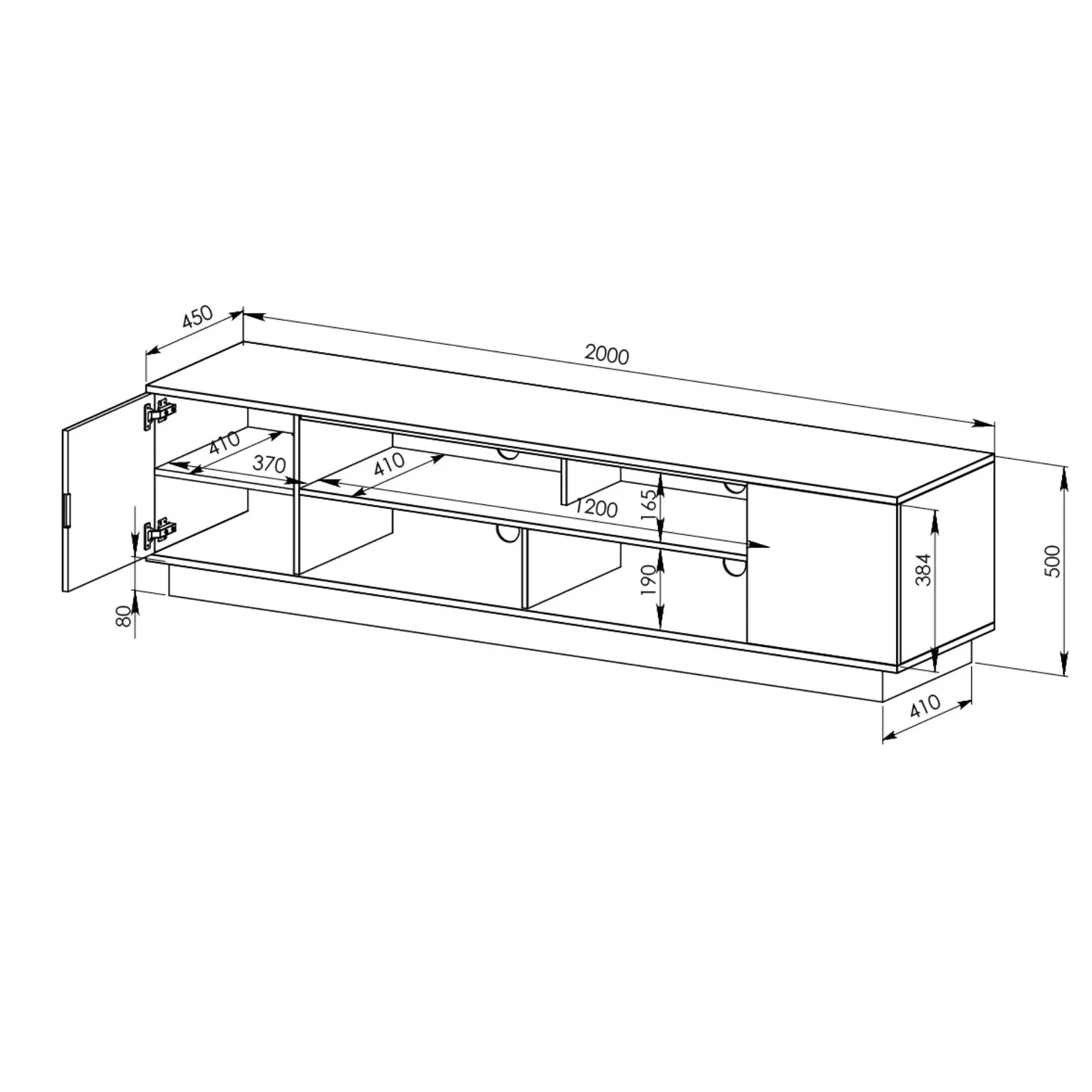 DELUX 200cm Entertainment Unit, Oak and White by Tauris